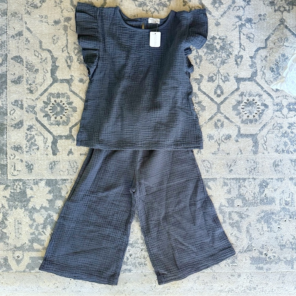 My Little Cozmo Navy Gauze Girls Set